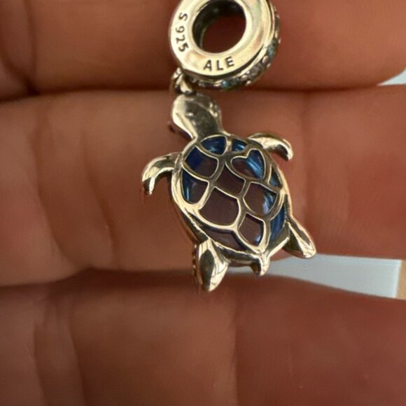 Blue Turtle Charm Pendant - Picture 3 of 6